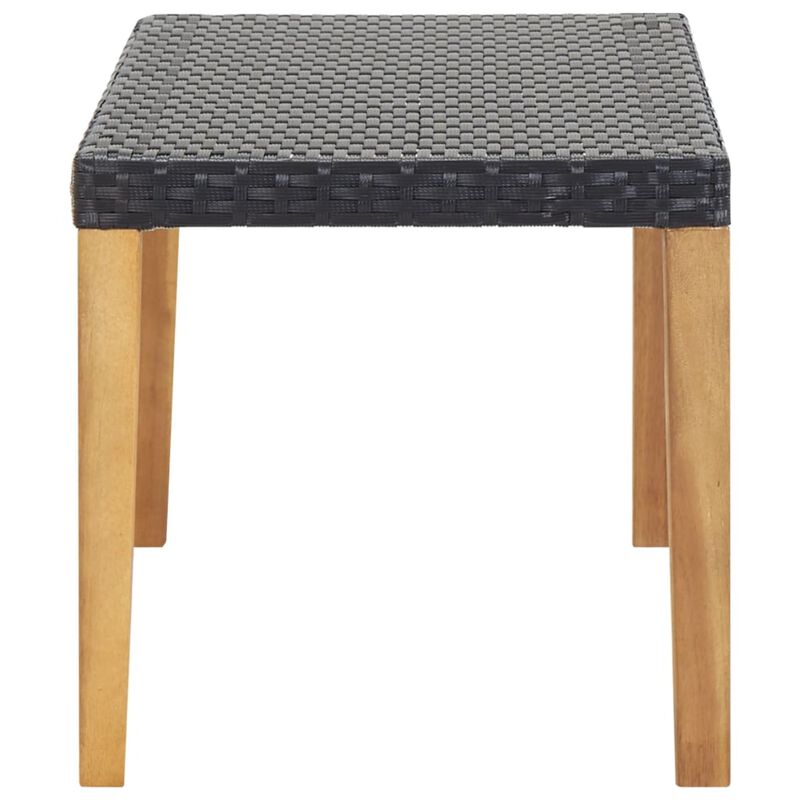 vidaXL Garden Bench 47.2" Black Poly Rattan and Solid Acacia Wood