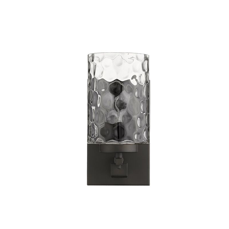 Hivvago Bronze Metal and Pebbled Glass Wall Sconce