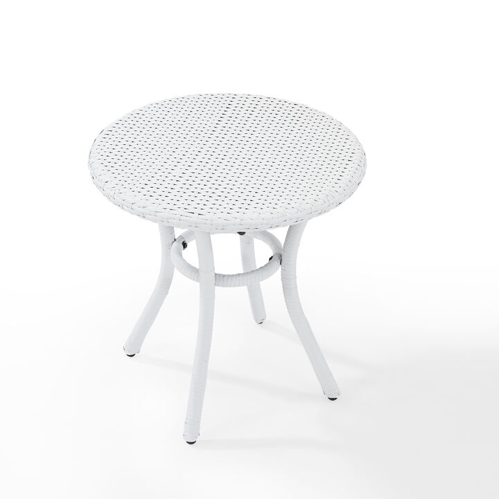 Palm Harbor Wicker Round Side Table White