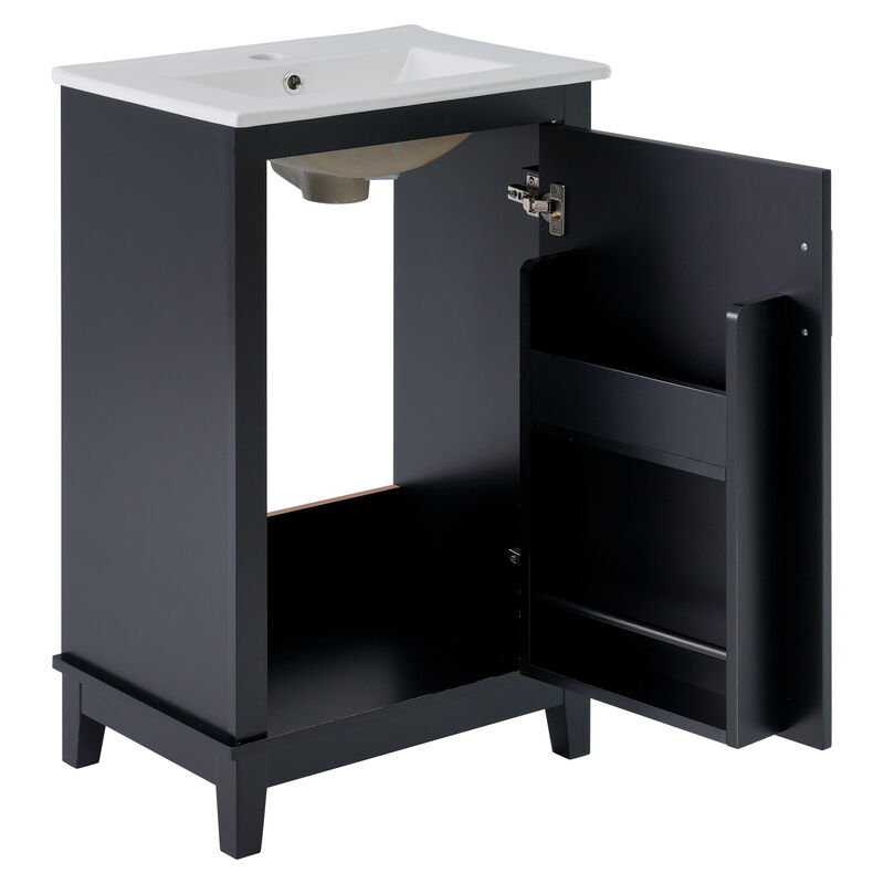 20-Inch Modern Vanity Cabinet With Ceramic Basin Small Bathroom