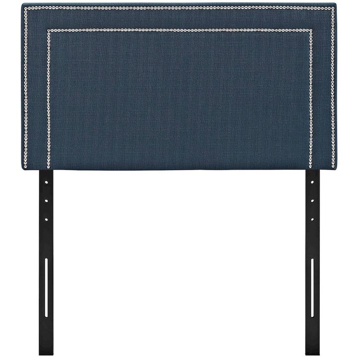Modway Jessamine Upholstered Fabric Twin Headboard Size with Nailhead Trim in Azure,