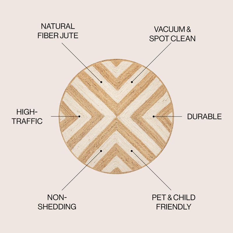 Piper Two Tone Chevron Round Jute Round Area Rug