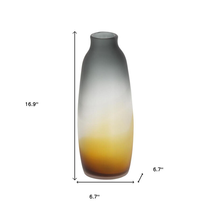 HomeRoots 17" Charcoal And Orange Ombre Glass Table Vase image number 6