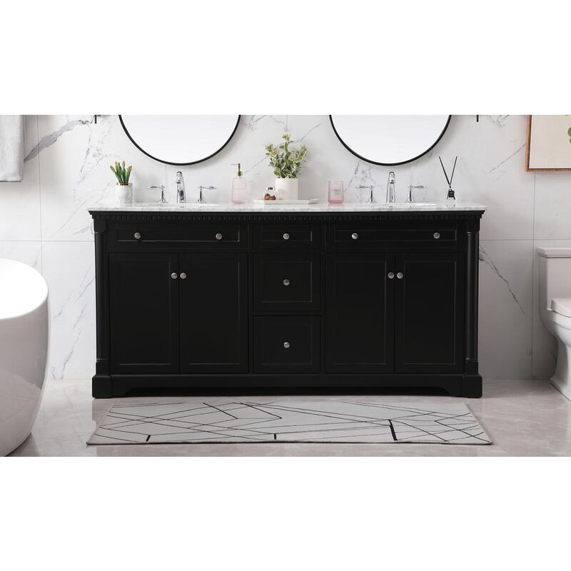 Elegant Kitchen and Bath 72 inch double bathroom vanity set in black