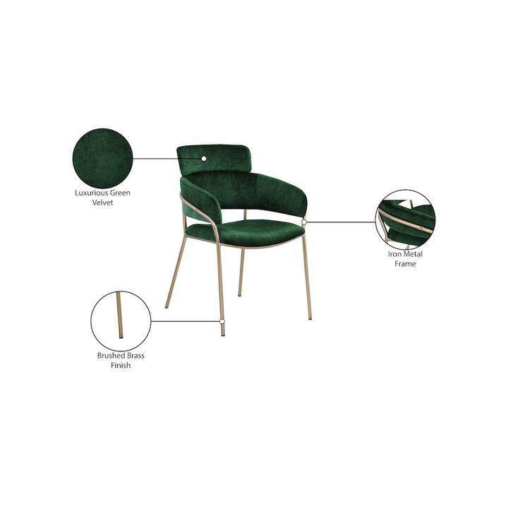 Meridian Furniture Yara Green Velvet Dining Chair, Set of 2