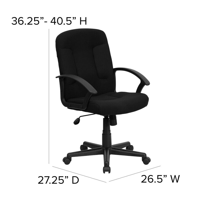Garver Mid-Back Fabric Executive Swivel Office Chair with Nylon Arms image number 4