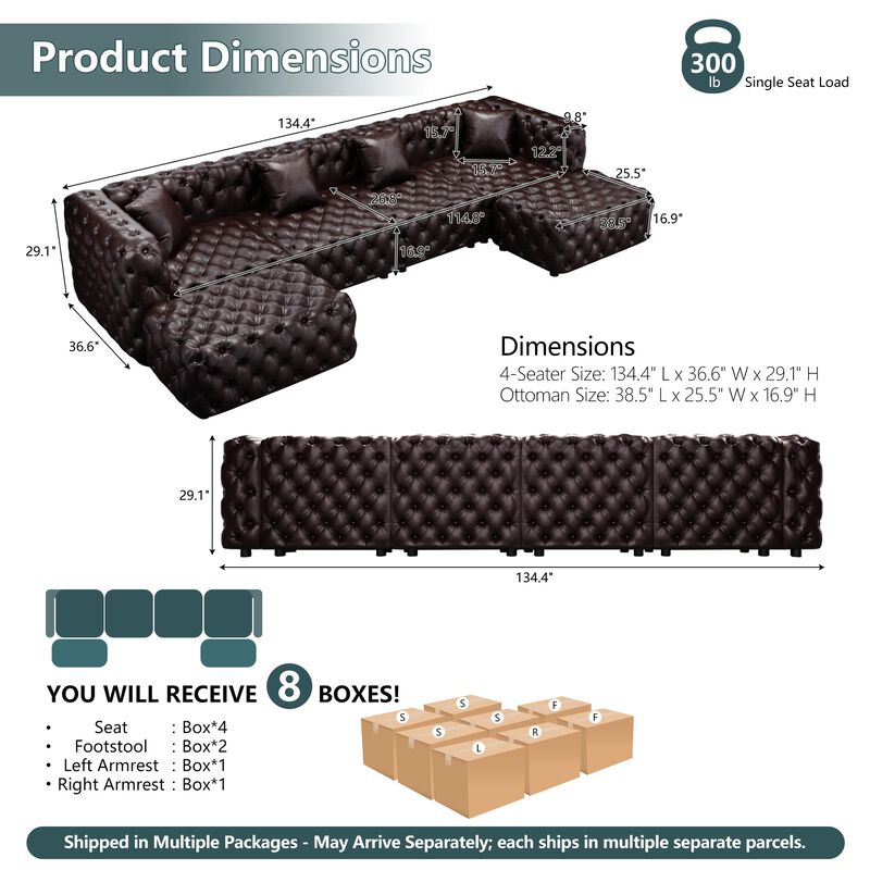 4-Seat Modern Modular Sectional image number 9