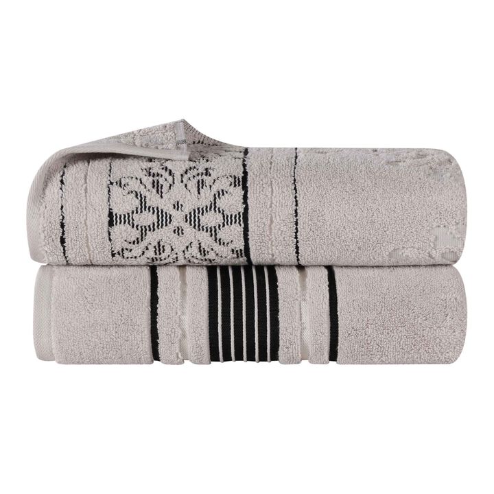 Zero Twist Cotton Bath Sheet Set with Floral Jacquard Design, Set of 2