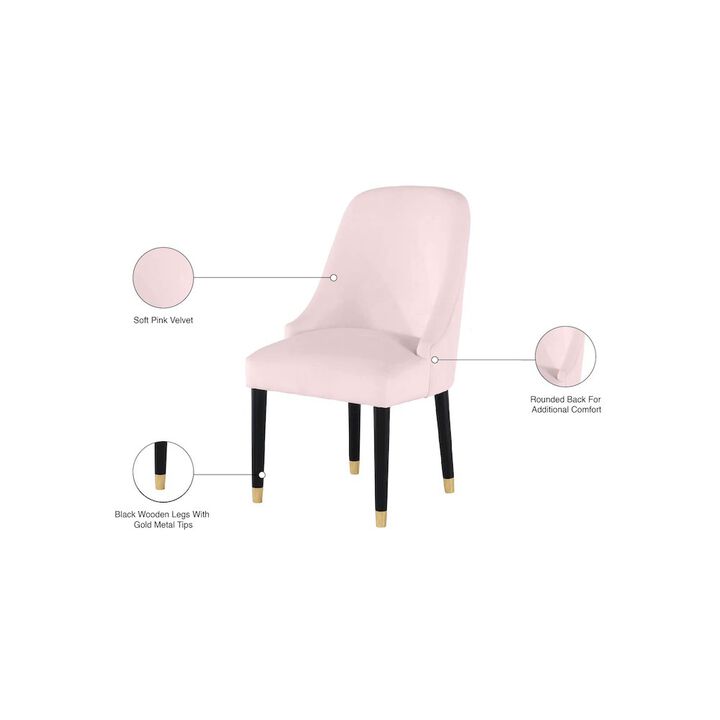 Meridian Furniture Omni Pink Velvet Dining Chair, Set of 2