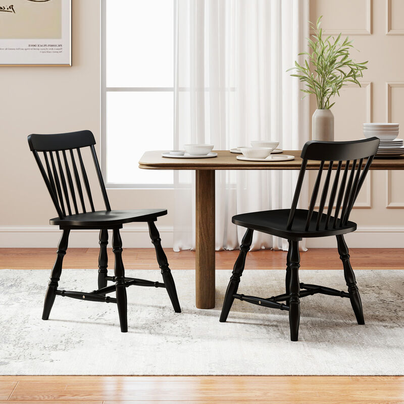 Windsor Dining Chairs Set of 4 with Curved SpindSet of 4 Windsor Dining Chairs with Curved Spindle Backrestsle Back-Natural image number 5