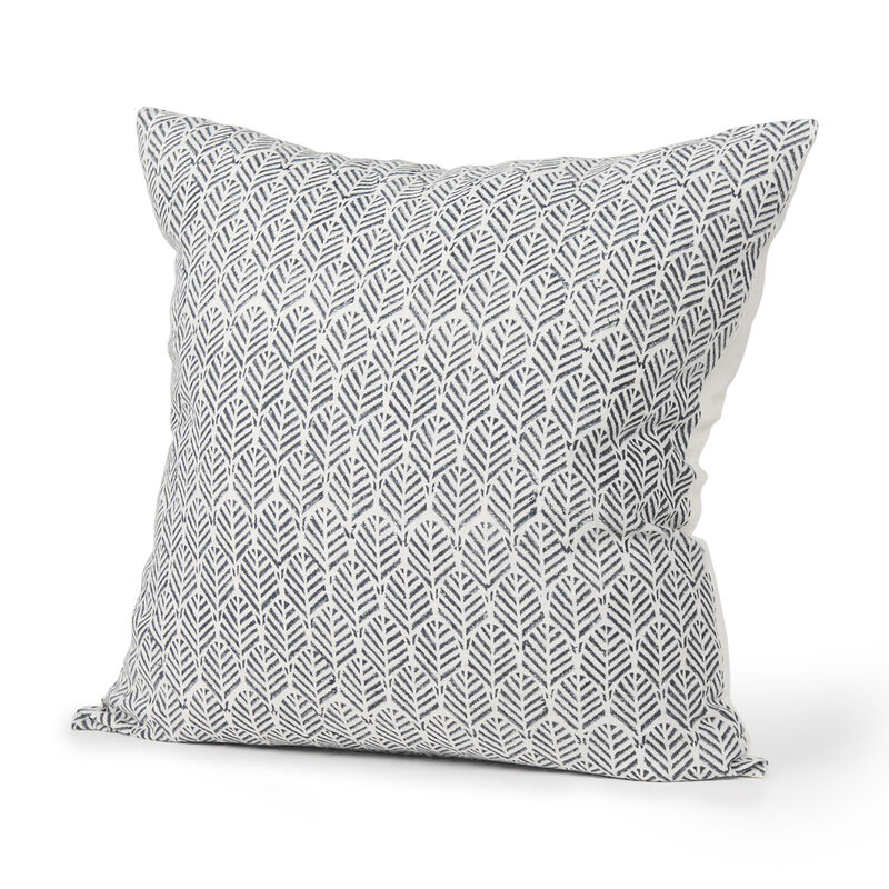 HomeRoots 22" Cream And Indigo Botanical Linen Throw Pillow Cover with Embroidery image number 0