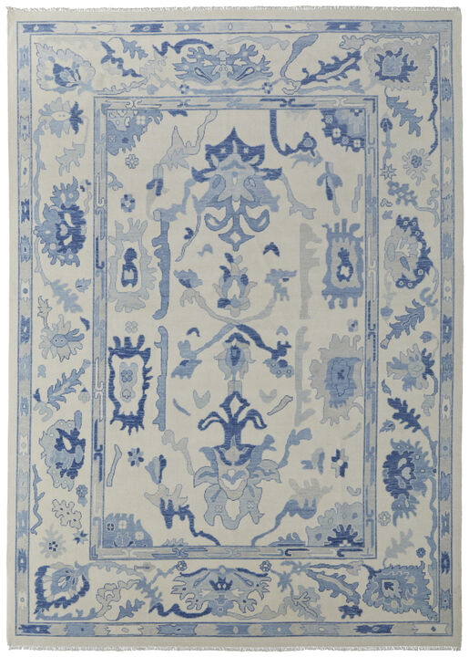 HomeRoots Wool Floral Hand Knotted Area Rug With Fringe