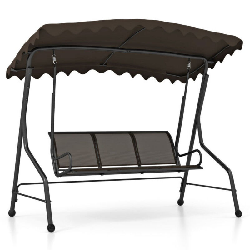 Mondawe 3-Seat Outdoor Porch Canopy Swing with Adjustable Shading