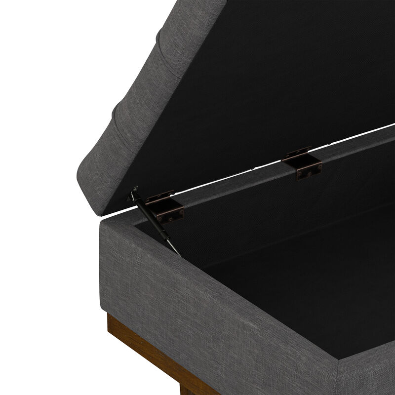 Mariah 34 inch Wide Contemporary Rectangle Coffee Table Storage Ottoman in Slate Grey  Polyester Linen, Assembled image number 9
