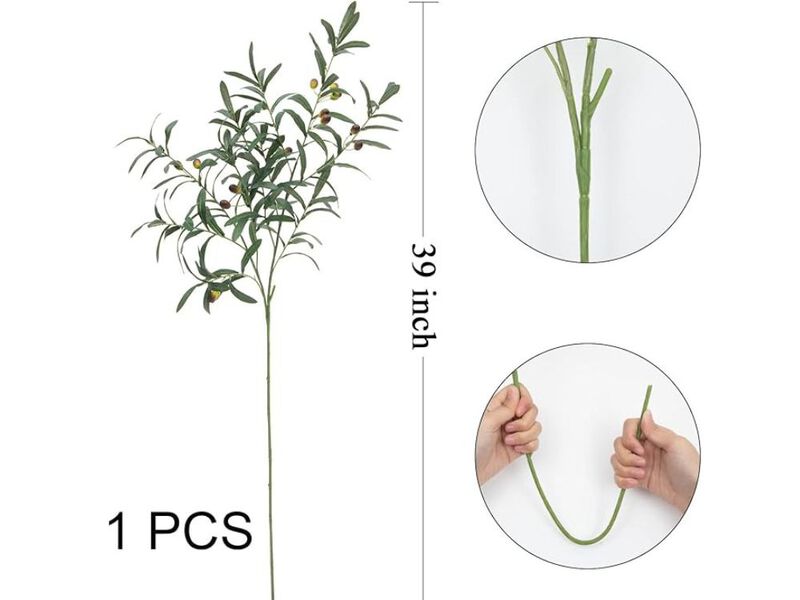 3 Piece Artificial Greenery Stems Vase Filler 39 Inch Olive image number 2