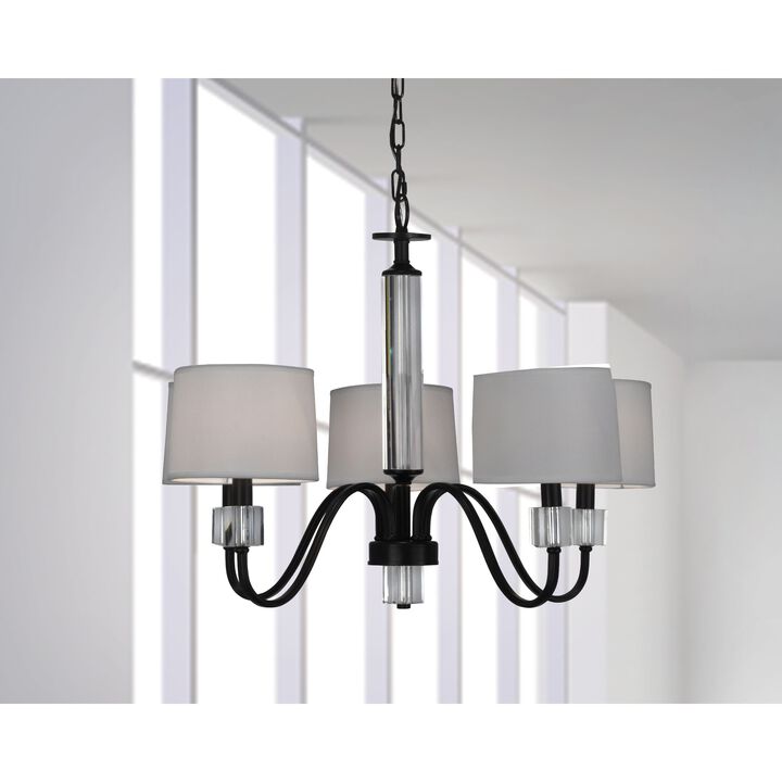 29" White and Black Contemporary 5-Light Chandelier