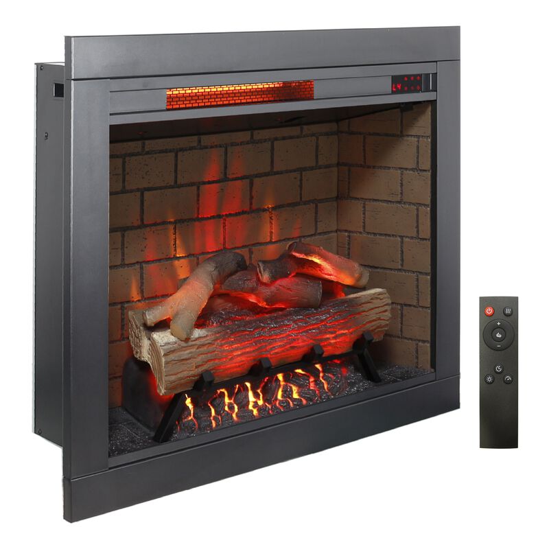Mondawe 28 Inch Infrared Electric Fireplace with Removable Trim kit Insert, Touch Panel Home Decor Heater With Fire Cracking Sound