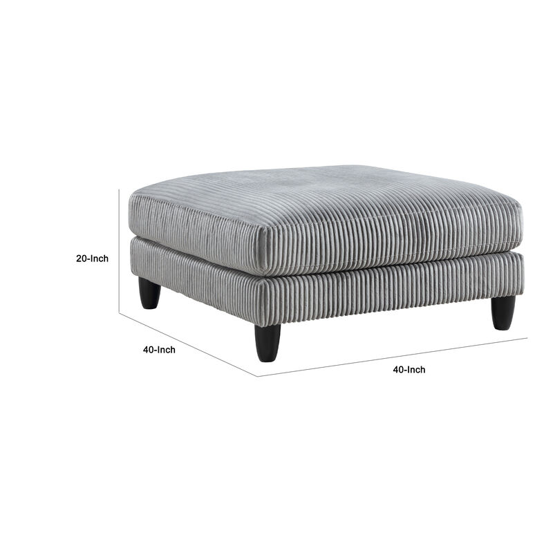 Mear Modular Ottoman w Black Solid Wood Legs, Gray Corduroy 40 Inch