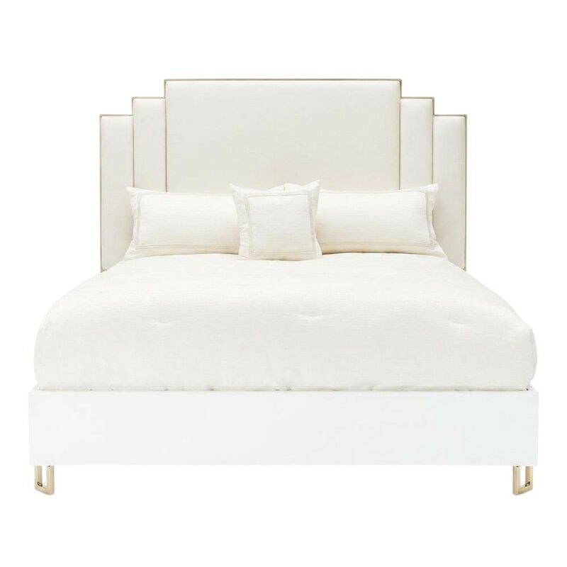 Starlight Canyon Home Upholstered Eastern King Bed in Cream with Polyester Fabric and Woven Finish image number 2