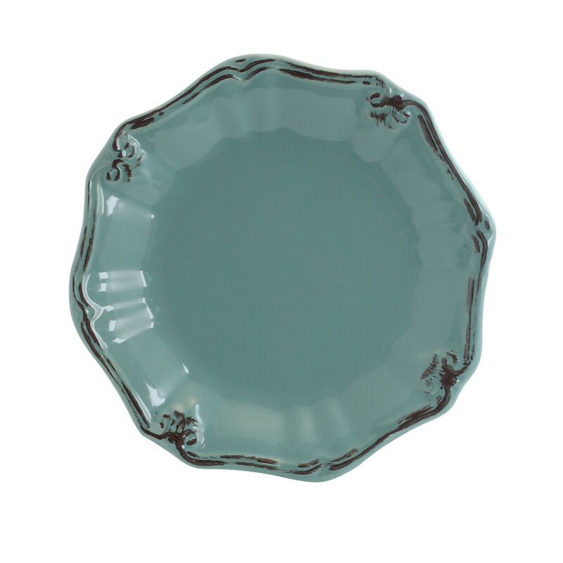 Elama Fleur De Lys 20-Piece Dinnerware Set in Turquoise