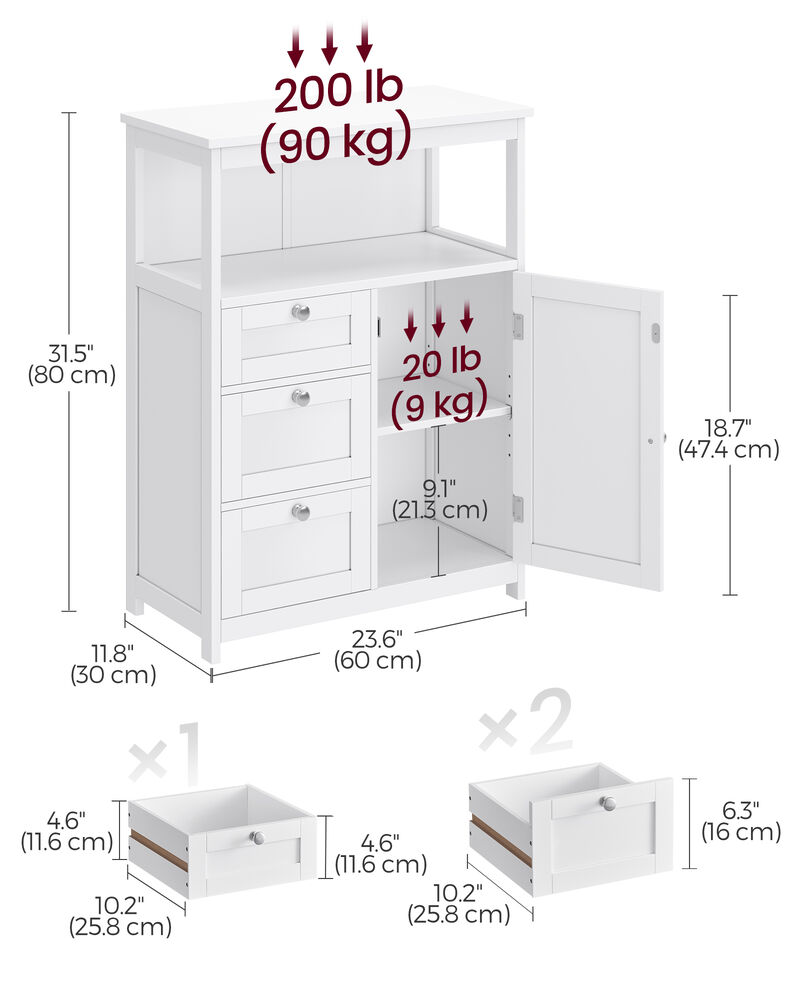 Compact Bathroom Floor Storage Cabinet with Multiple Shelves and Elegant Design
