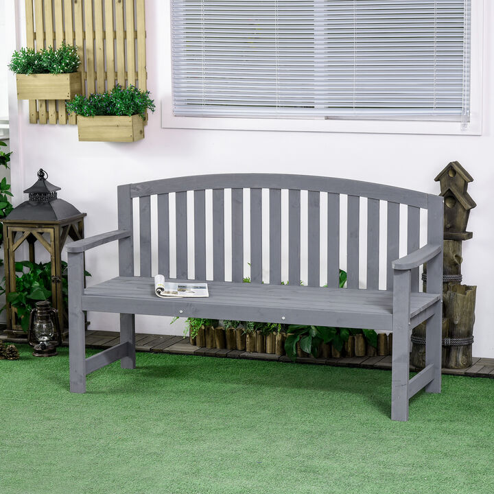 Hivvago 2-Seater Outdoor Wooden Bench with Backrest
