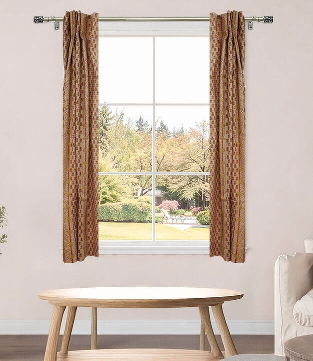 Fabdivine Handmade Block Print Floral 42x96 Inch Curtain Soft Semi Sheer Linen Farmhouse Window Drape, Anamika
