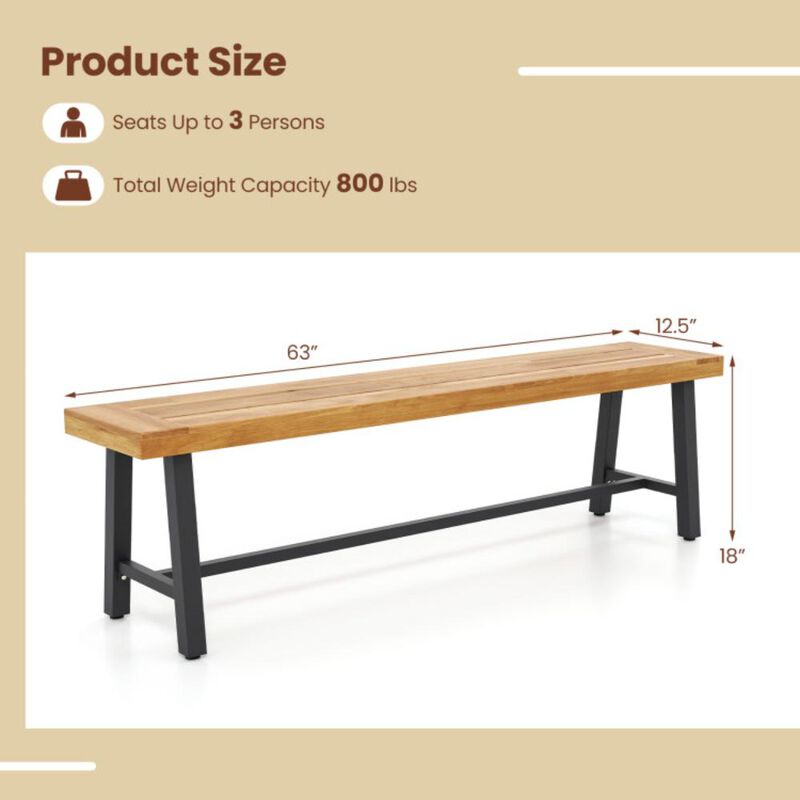 Hivvago 3-Person Acacia Patio Wood Outdoor Backless Bench