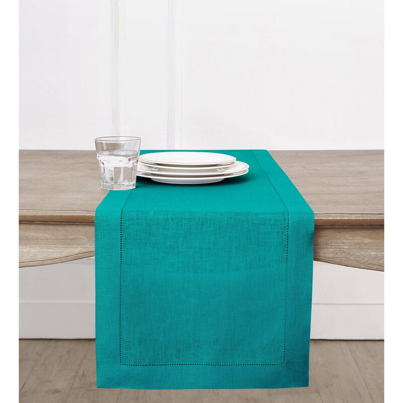 Solino Home Classic Hemstitch 100% Linen Table Runner &ndash; Handcrafted, Machine Washable, Perfect for Holiday and Everyday Dining