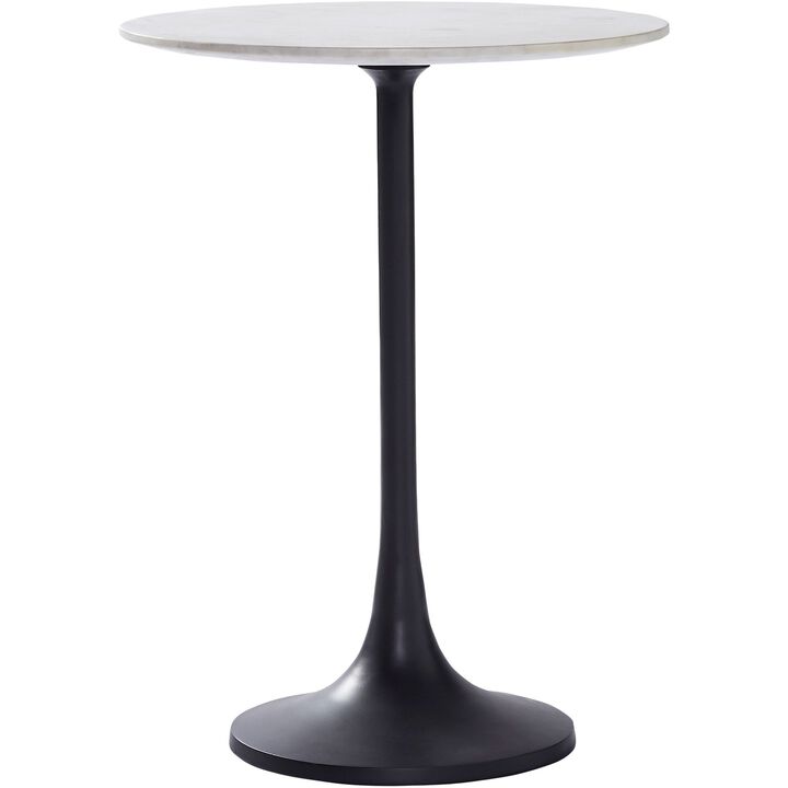 23" Black and White Minimalist Round End Table