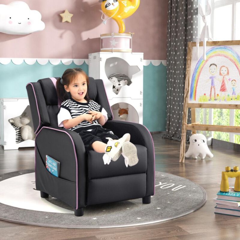 Hivvago Kids Recliner Chair with Side Pockets and Footrest