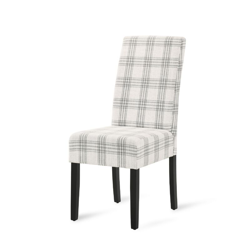 Cini Dining Side Chair Set of 2, Fabric, Black Wood Legs image number 2