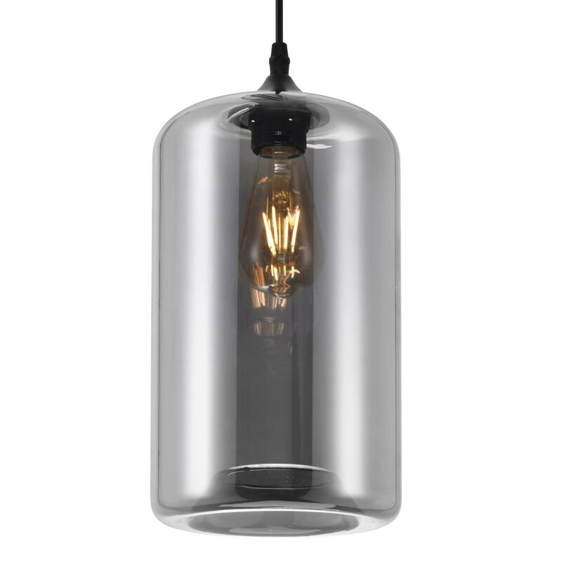 Glass 1 Light Down Mini Pendant With Smoke Finish