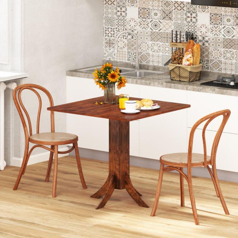 Hivvago Square Dining Table with Pedestal Base and Rubber Wood Frame