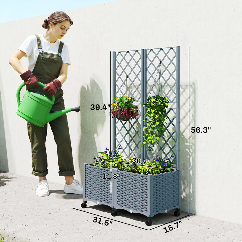 Hivvago Mobile Self-Watering Raised Planter with Trellis image number 2