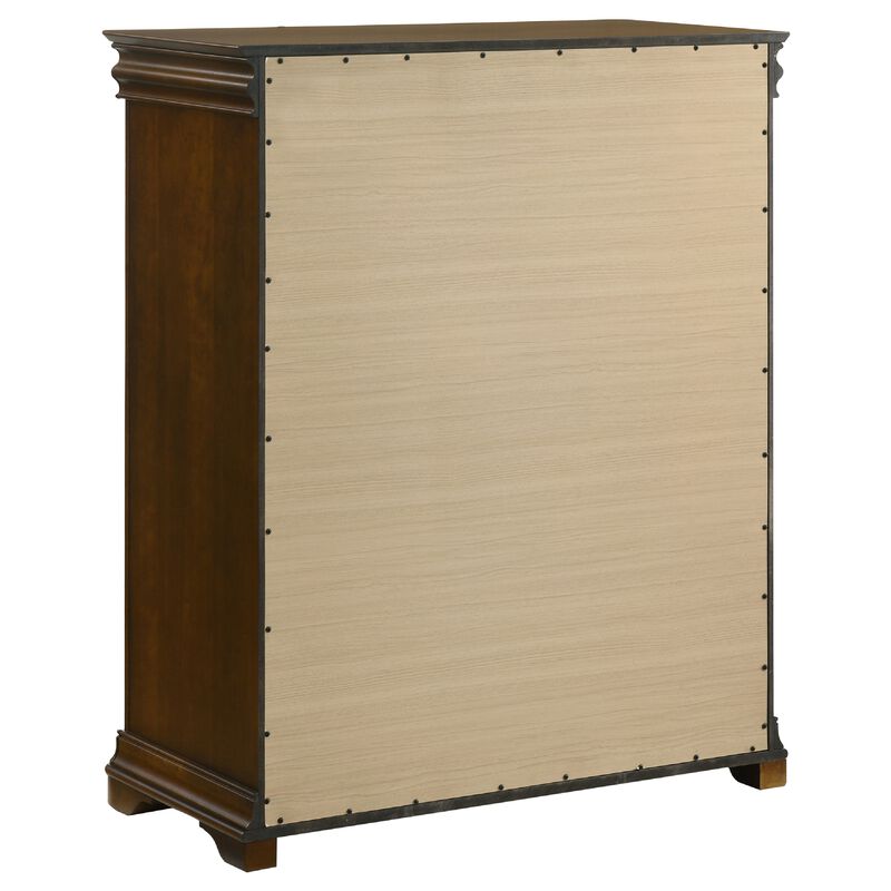 Gravis Tall Dresser Chest with 4 Drawers, Crown Moldings, Cherry Brown image number 3