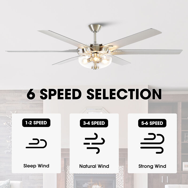 70 in. Modern Brushed Nickel DC Motor Ceiling Fan with Light and Remote