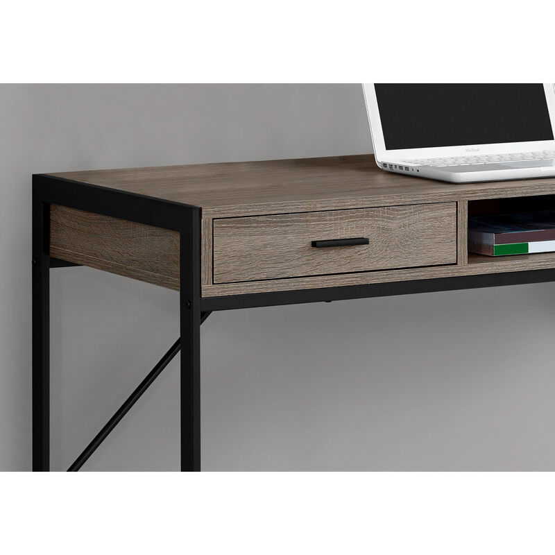 Monarch Specialties I 7365 Computer Desk, Home Office, Laptop, Storage Drawers, 48"L, Work, Metal, Laminate, Brown, Black, Contemporary, Modern