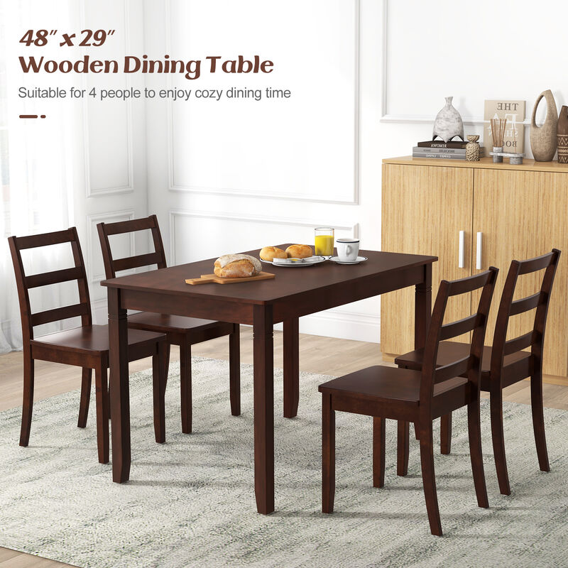 Compact Rectangular Dining Table for 4 People &ndash; Wood and Rubber Wood Legs image number 6