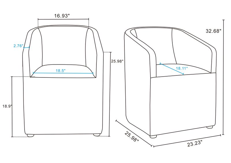 Anna Round Dining Arm Chairs in Gray (Set of 2)