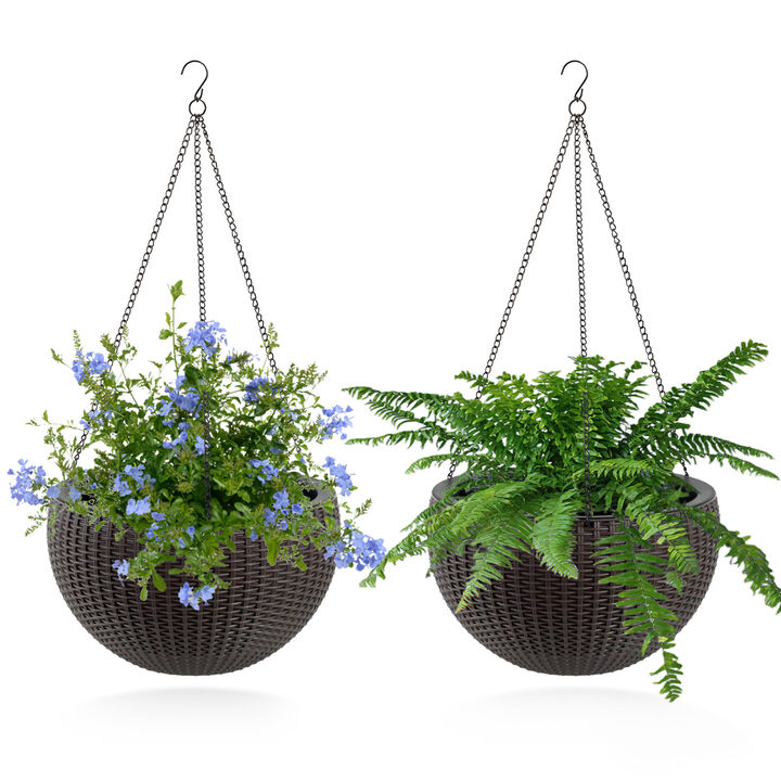 WOW PIONEER Self-Watering Hanging Planter Large Capacity Root-Rot Resistant Water Storage Water Level Indicator