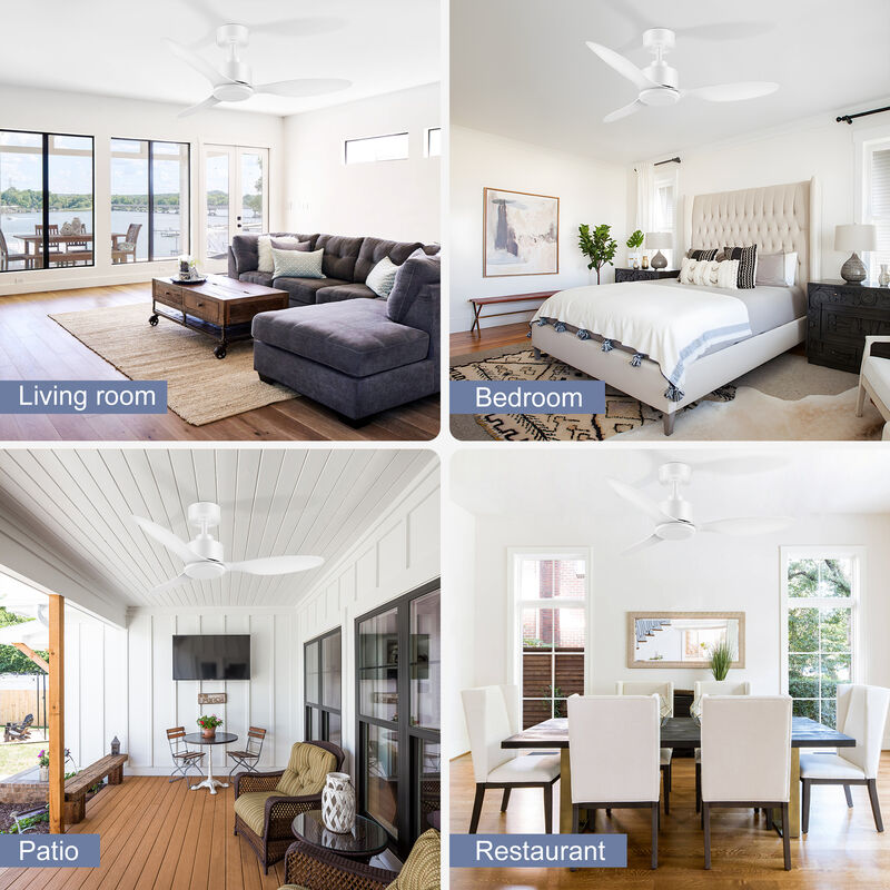 Breezary 42" Ceiling Fan No Light, 3 Blades, DC Motor, 6 Speeds, Remote Control, Reversible image number 6