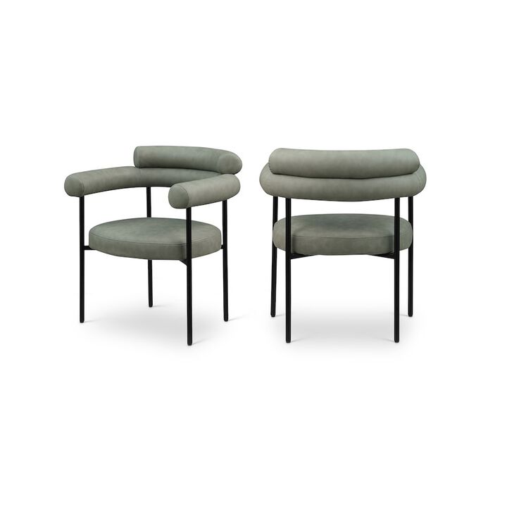 Meridian Furniture Blake Green Vegan Leather Dining Chair, Set of 2