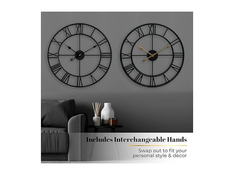 Black Metal Farmhouse House Warming New Wall Clock 24 Inch Silent image number 3