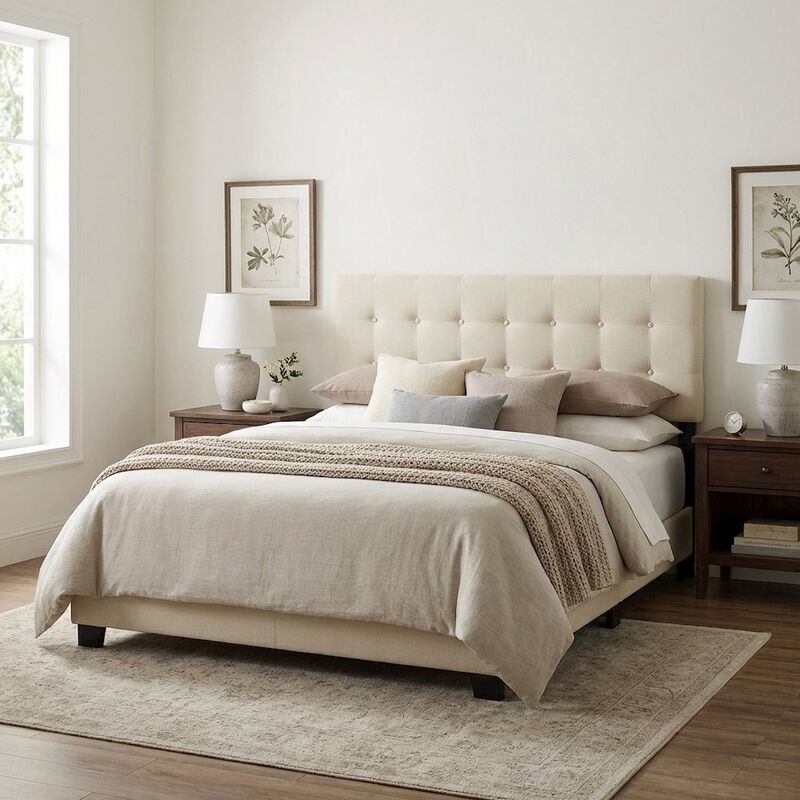 Upholstered Queen Headboard with Fabric Cover and Padded Design for Comfort image number 3
