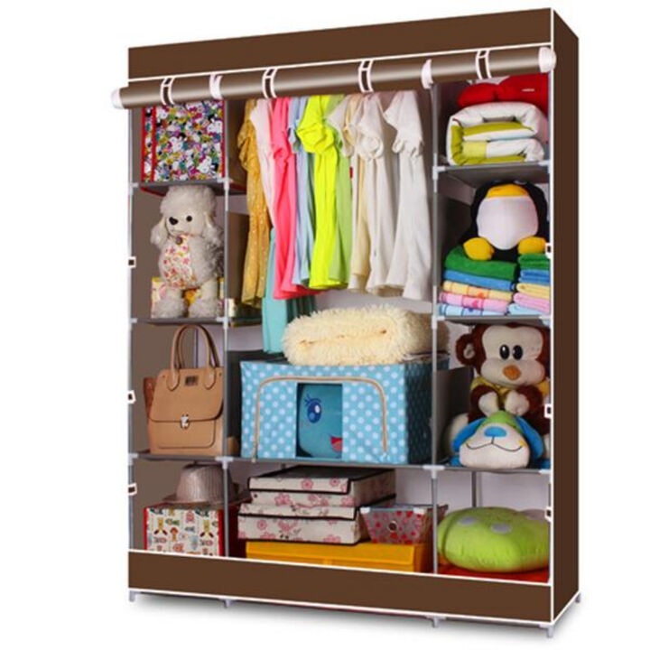 Portable 4-Layer Non-Woven Fabric Wardrobe with 10 Storage Compartments