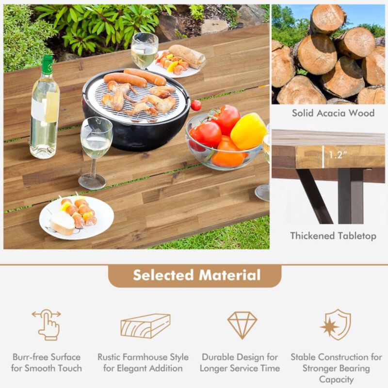 Hivvago 6-Person Outdoor Patio Dining Table Set with 2 Inch Umbrella Hole