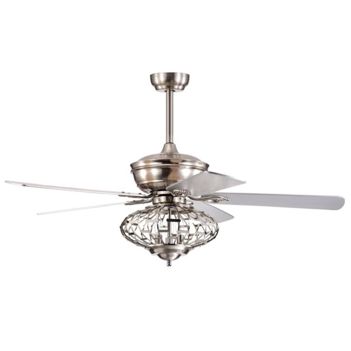 Hivvago 52 Inches Ceiling Fan with Wooden Blades and Remote Control-Silver