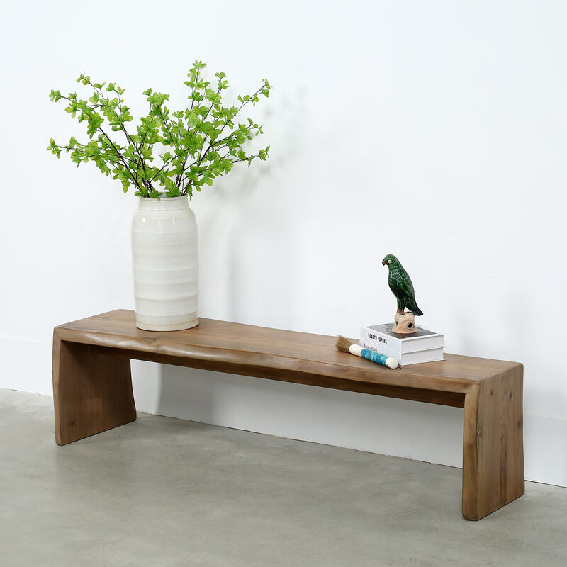 Solid Walnut Entryway Bench in Natural Wood image number 3