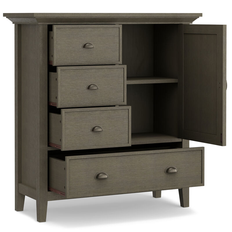 Redmond SOLID WOOD 39 inch Wide Transitional Medium Storage Cabinet in Farmhouse Grey